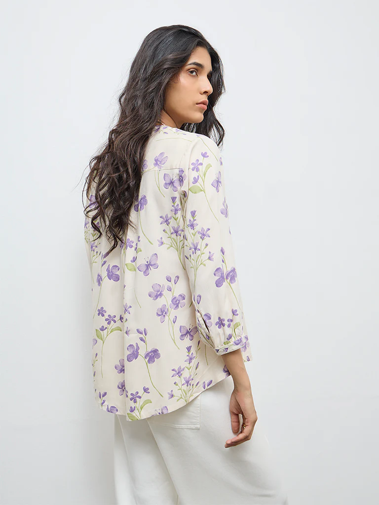 Utsa Lavender Floral Tunic - Image 4