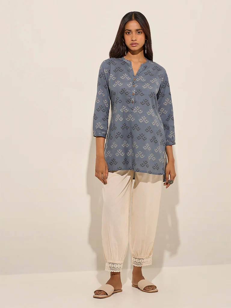 Utsa Light Beige Crochet-Detailed Harem-Style Ethnic Pants