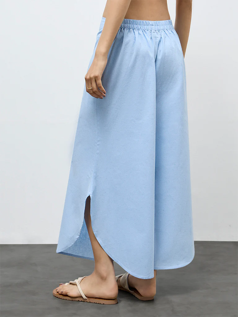 Utsa Light Blue Solid Palazzos - Image 4