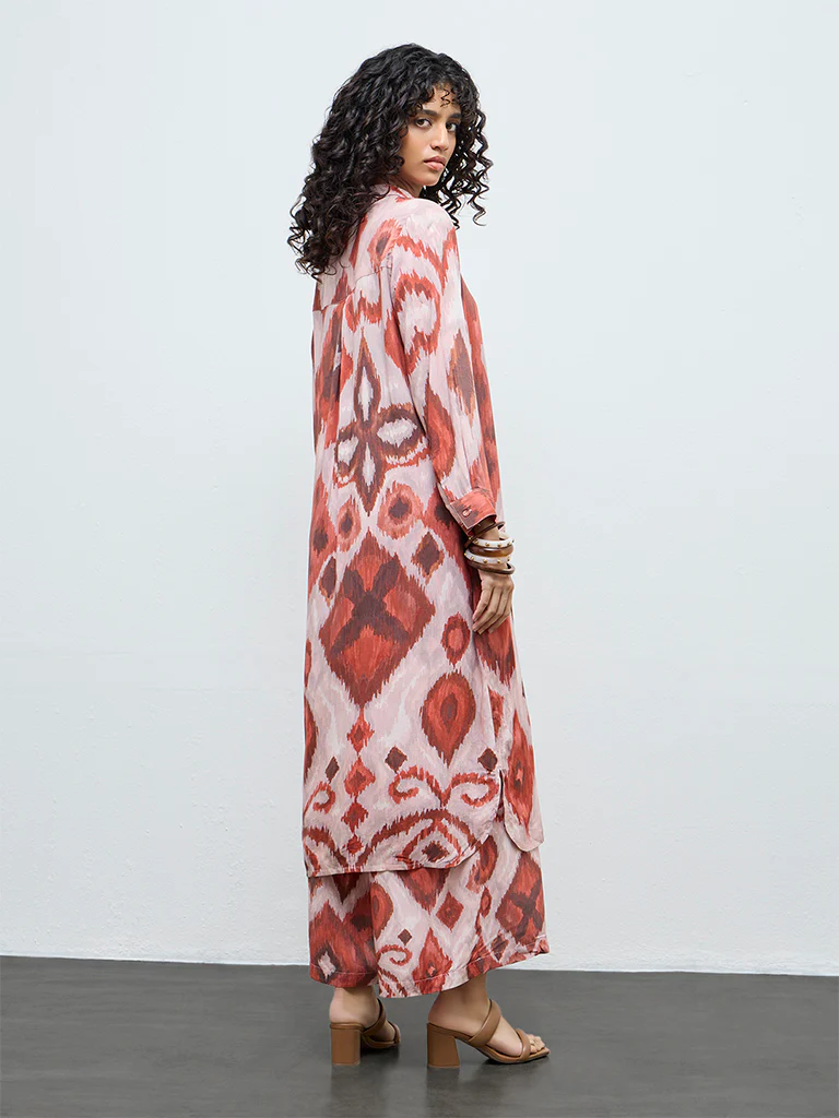 Utsa Light Pink Printed A-Line Kurta - Image 4