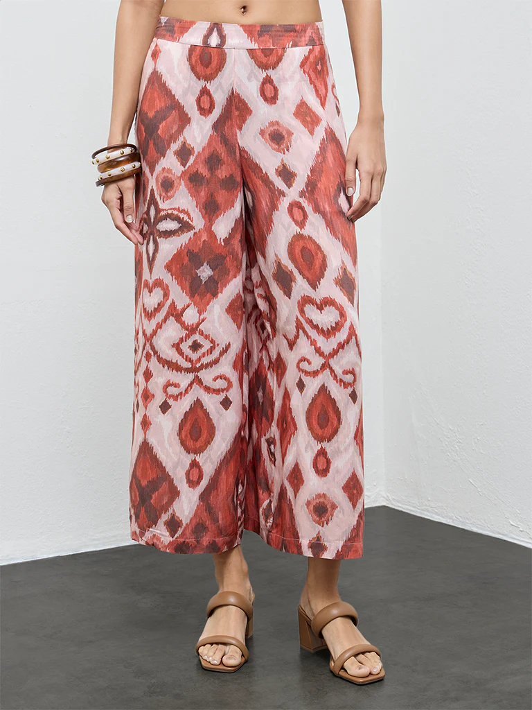 Utsa Light Pink Printed Palazzos