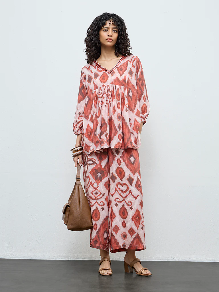 Utsa Light Pink Printed Palazzos - Image 2
