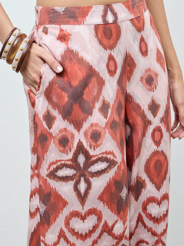 Utsa Light Pink Printed Palazzos - Image 3