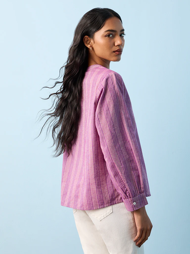 Utsa Lilac Floral Embroidered Cotton Tunic - Image 4