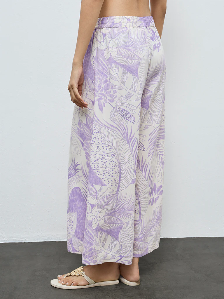 Utsa Lilac Floral Printed Palazzos - Image 4