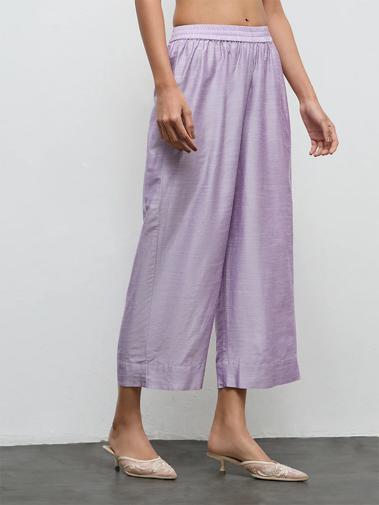 Utsa Lilac Solid Ethnic Pants