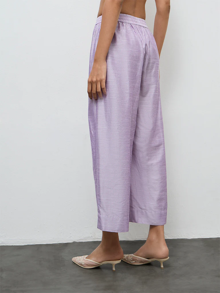 Utsa Lilac Solid Ethnic Pants - Image 4