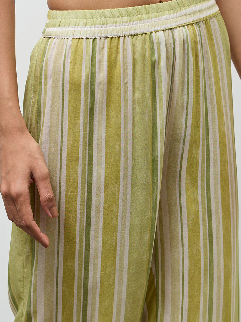 Utsa Lime Striped Pants - Image 3