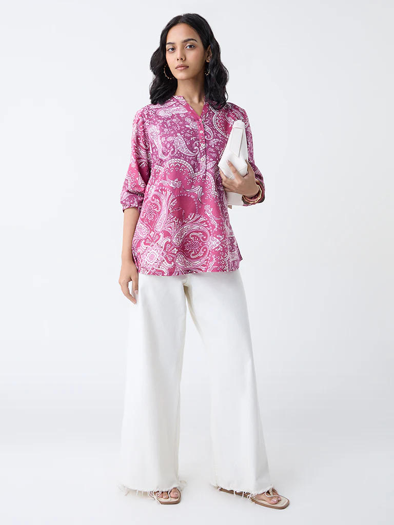 Utsa Magenta Paisley Printed Tunic