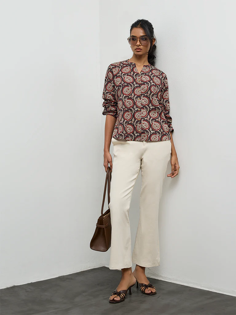 Utsa Maroon Anar Printed Cotton Tunic - Image 2