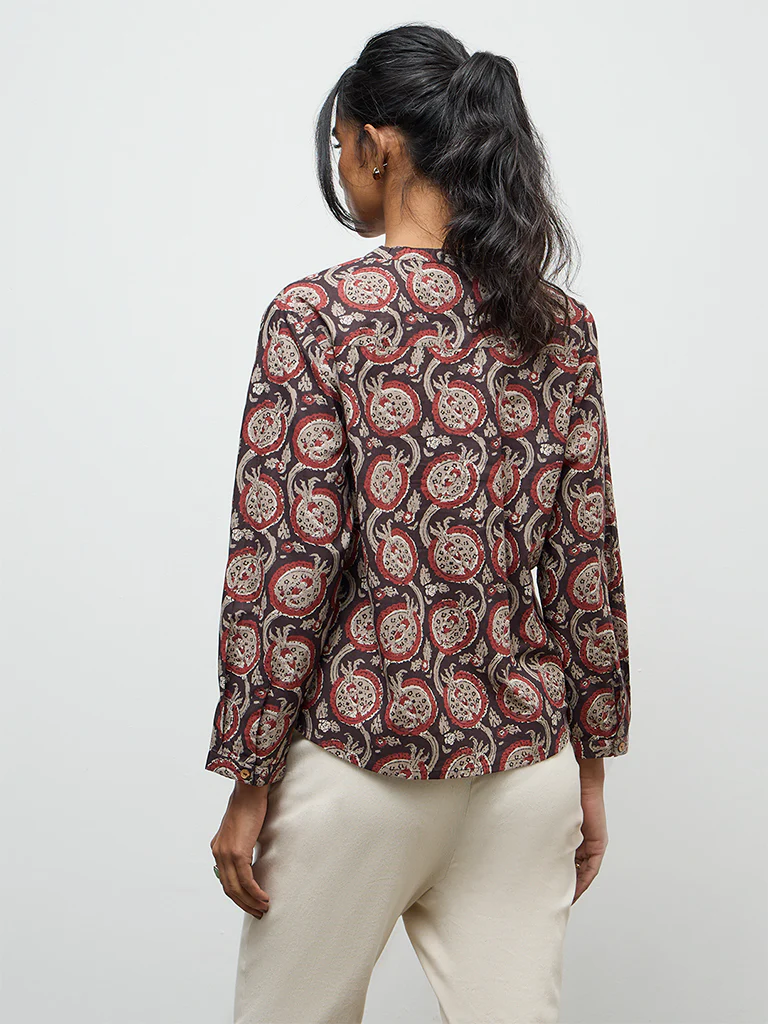 Utsa Maroon Anar Printed Cotton Tunic - Image 4
