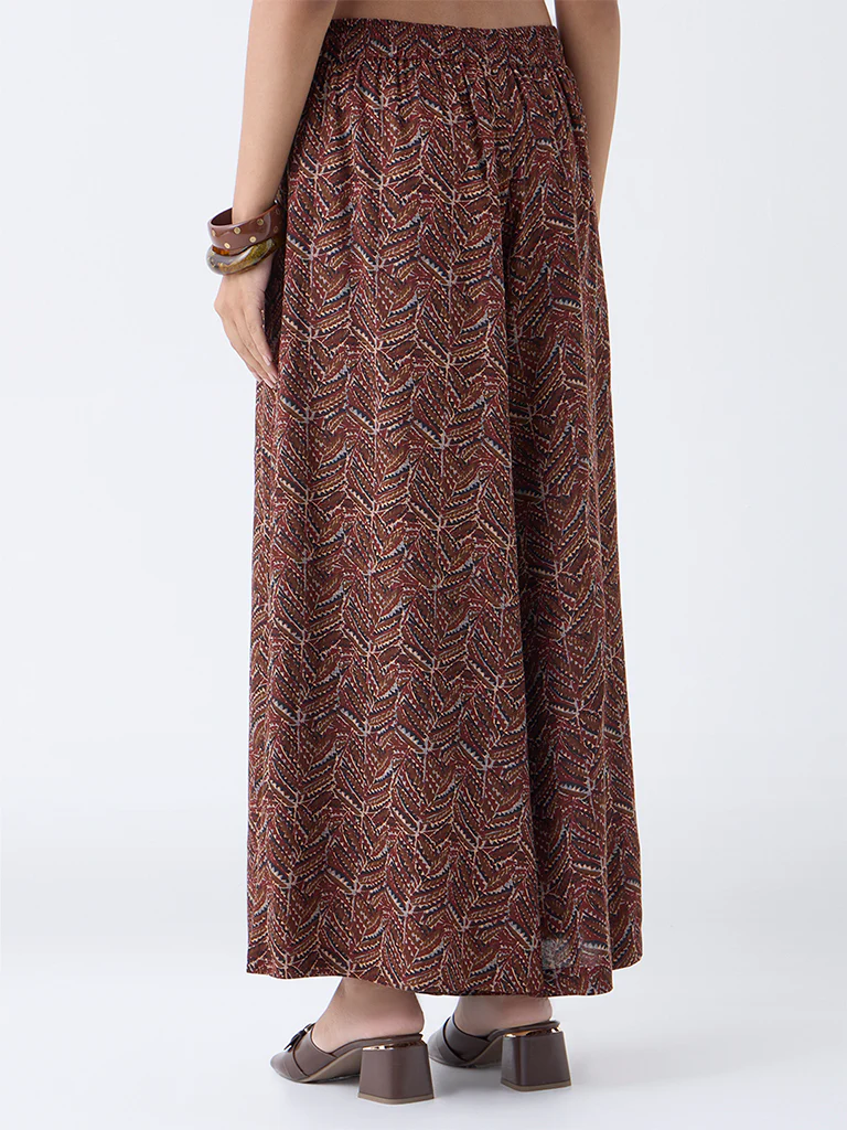 Utsa Maroon Chevron Printed Palazzos - Image 4