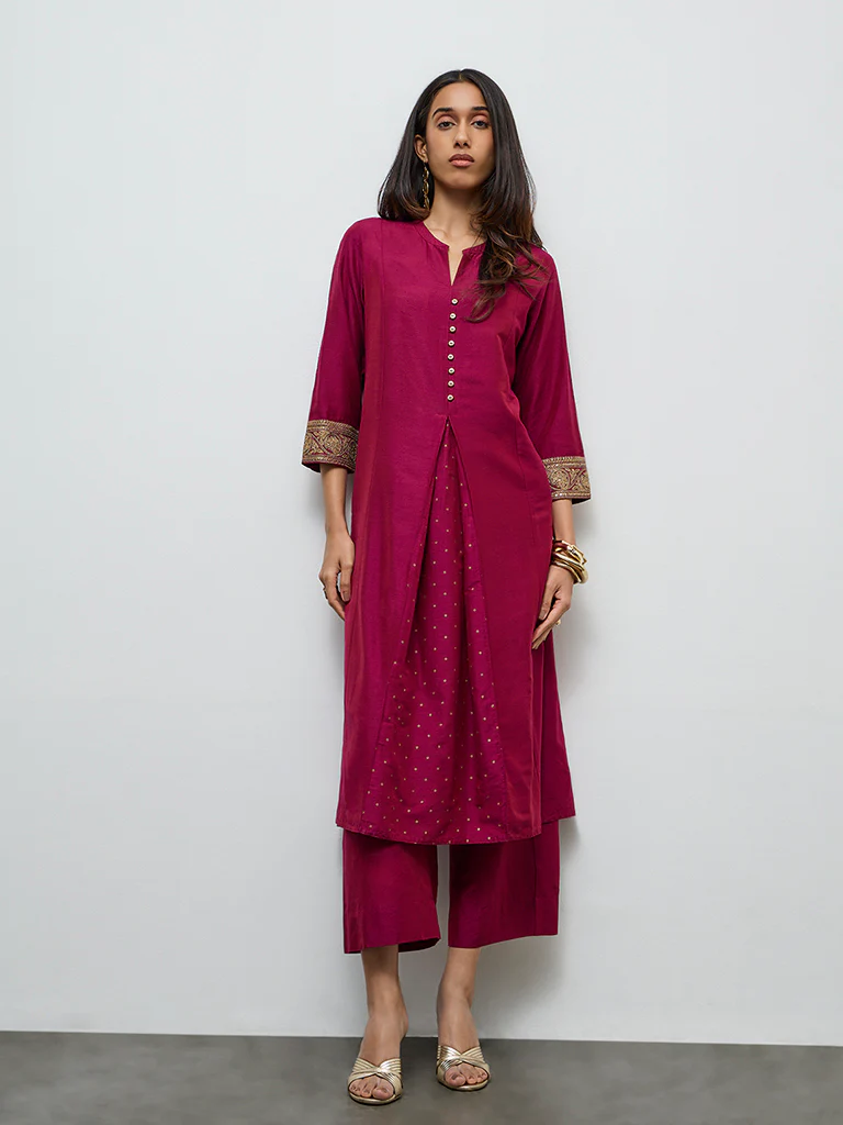 Utsa Maroon Solid Pants - Image 2