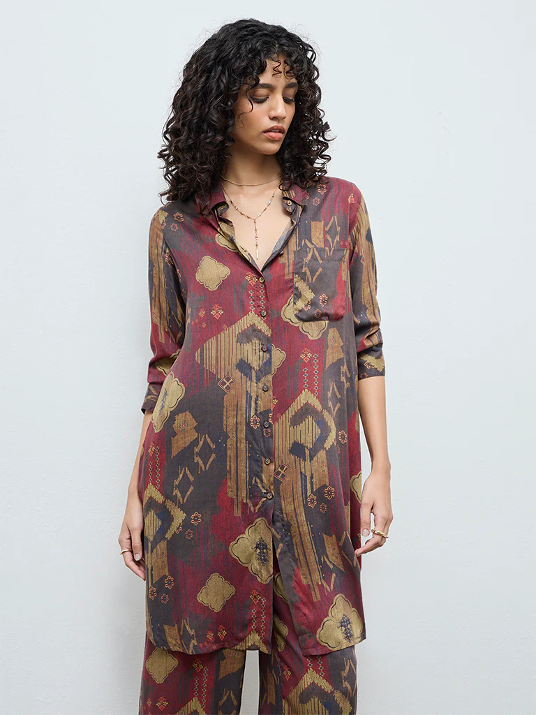 Utsa Multi-Coloured Printed A-Line Kurta - Image 2