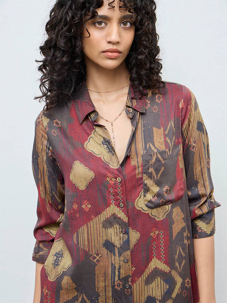 Utsa Multi-Coloured Printed A-Line Kurta - Image 3