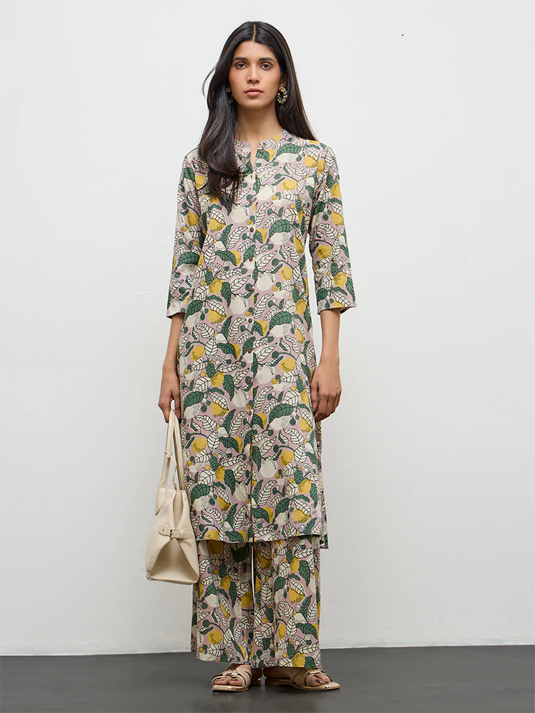 Utsa Multicolor Botanical Pattern A-Line Kurta