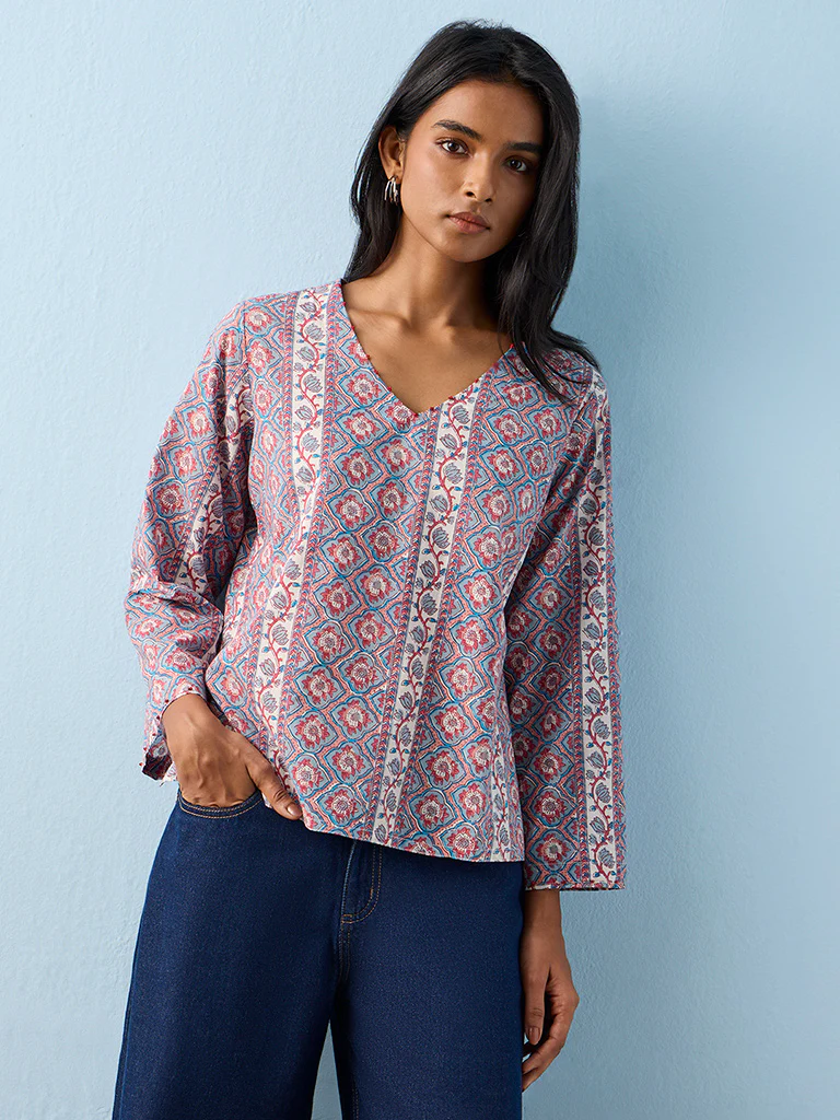Utsa Multicolor Buta Printed Cotton Tunic - Image 2