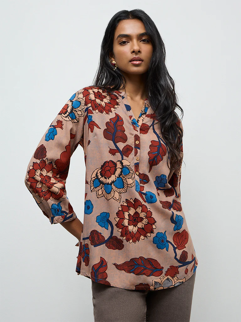 Utsa Multicolour Floral Patterned Tunic - Image 2