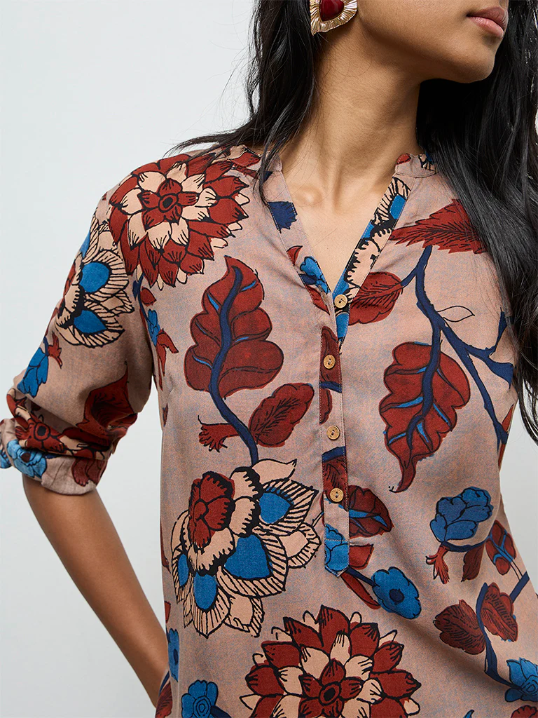 Utsa Multicolour Floral Patterned Tunic - Image 3