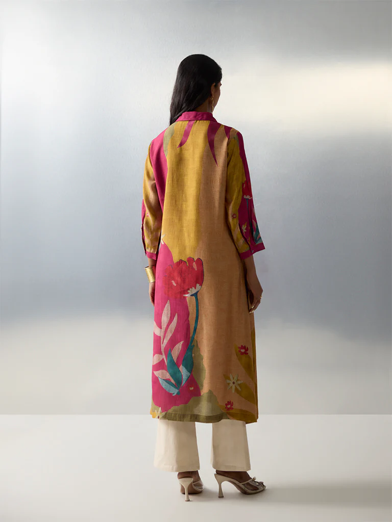 Utsa Multicolour Floral Printed A-Line Kurta - Image 4