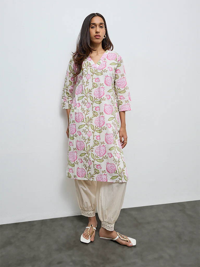 Utsa Multicolour Printed Cotton Straight Kurta - Image 2