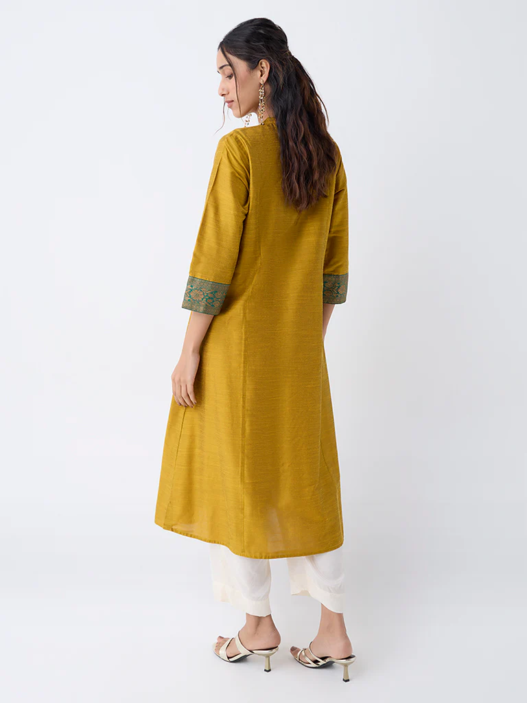 Utsa Mustard A-Line Kurta - Image 4
