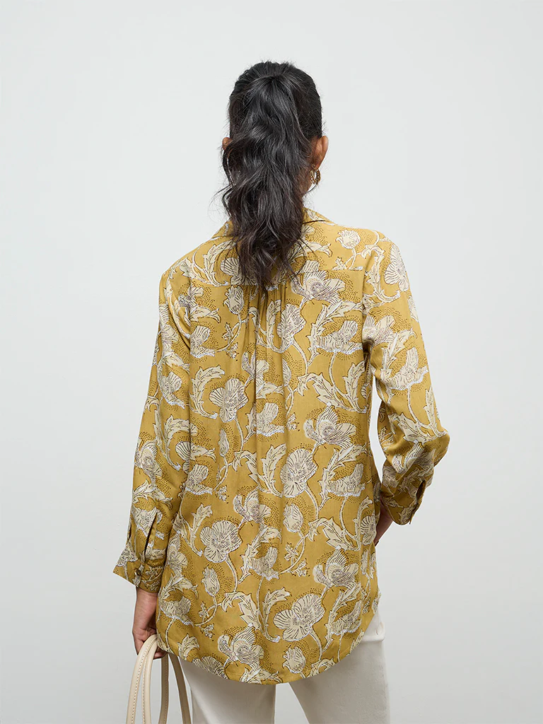 Utsa Mustard Floral Design Tunic - Image 4