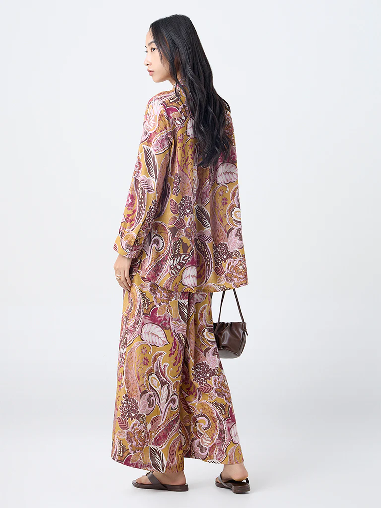 Utsa Mustard Foliage Pattern Tunic - Image 4