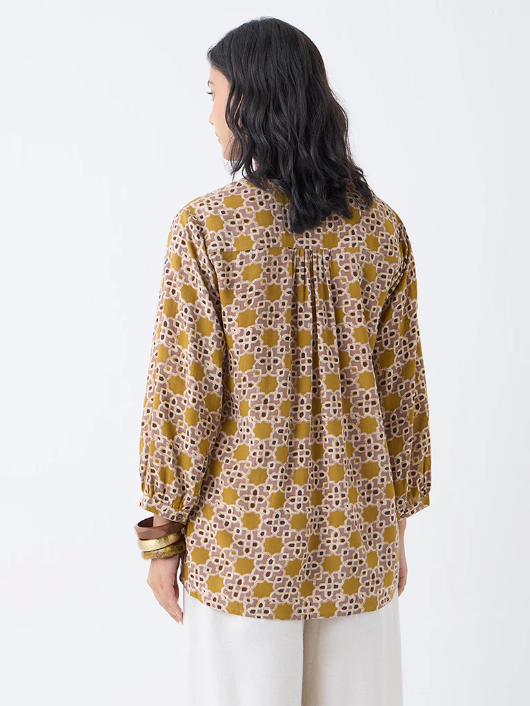 Utsa Mustard Printed Tunic - Image 4