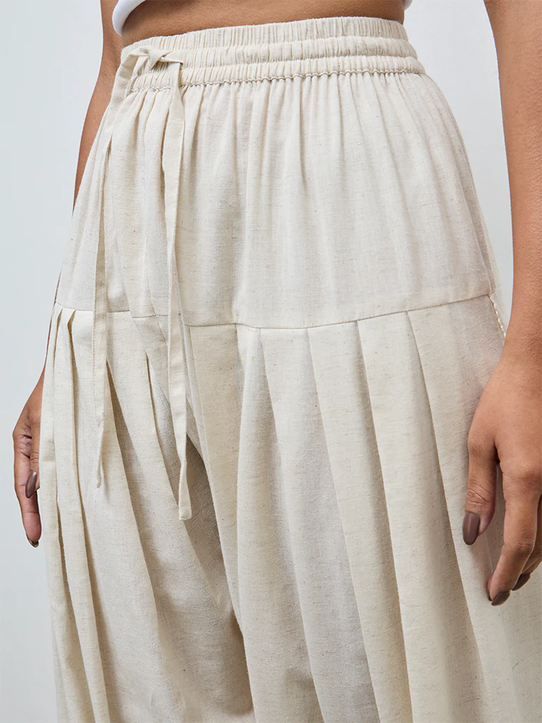 Utsa Off-White Cotton-Blend Farshi Salwar - Image 3