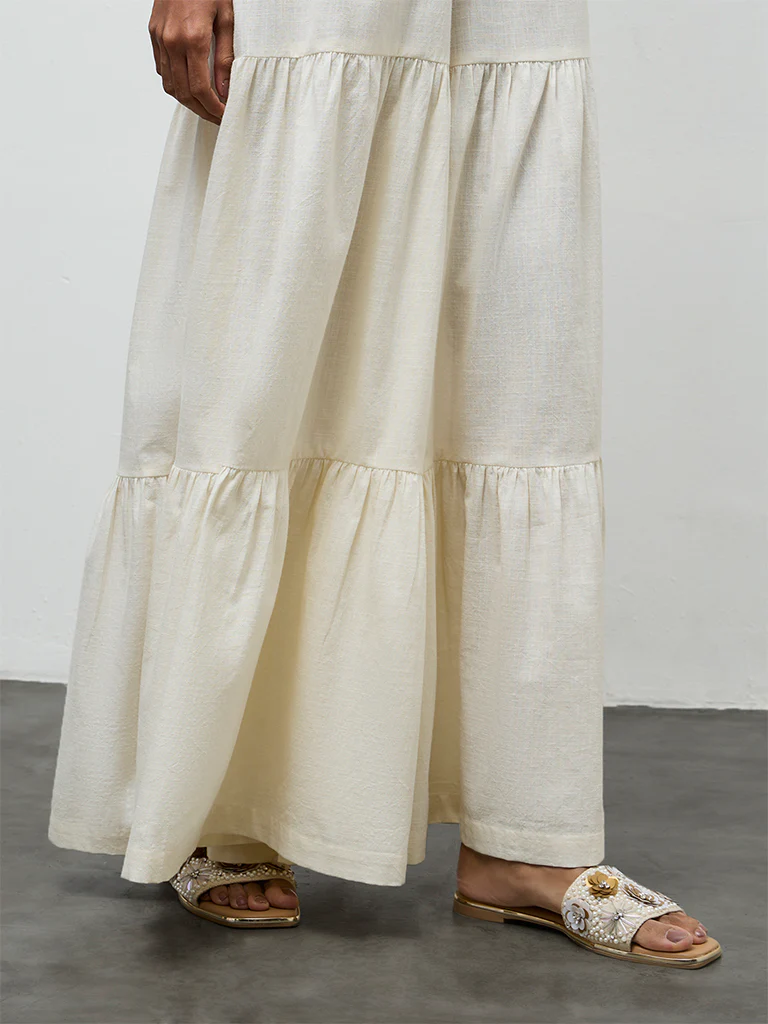 Utsa Off-White Cotton Sharara - Image 3