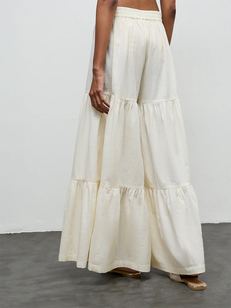Utsa Off-White Cotton Sharara - Image 4