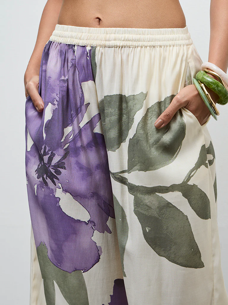 Utsa Off-White Floral Pants - Image 3