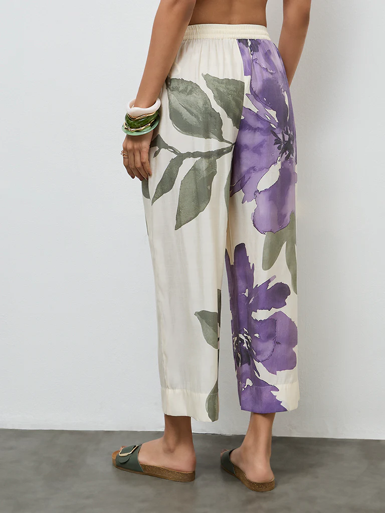 Utsa Off-White Floral Pants - Image 4