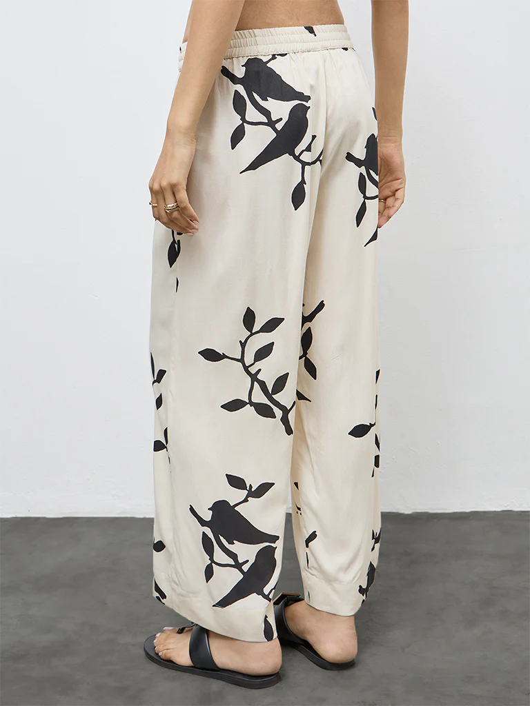 Utsa Off-White Foliage Printed Pants - Image 4