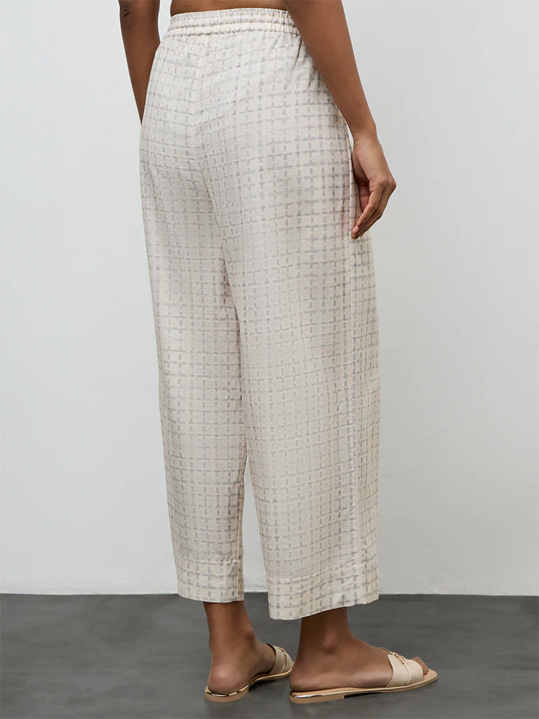 Utsa Off-White Geometrical Printed Ethnic Pants - Image 4