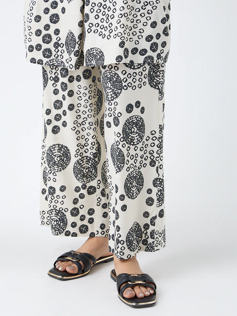 Utsa Off-White Shibori Printed Pants - Image 3