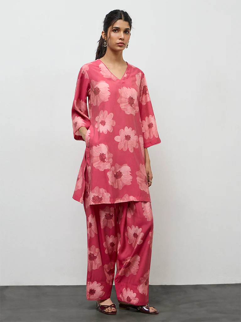 Utsa Pink Floral Design Salwar - Image 2