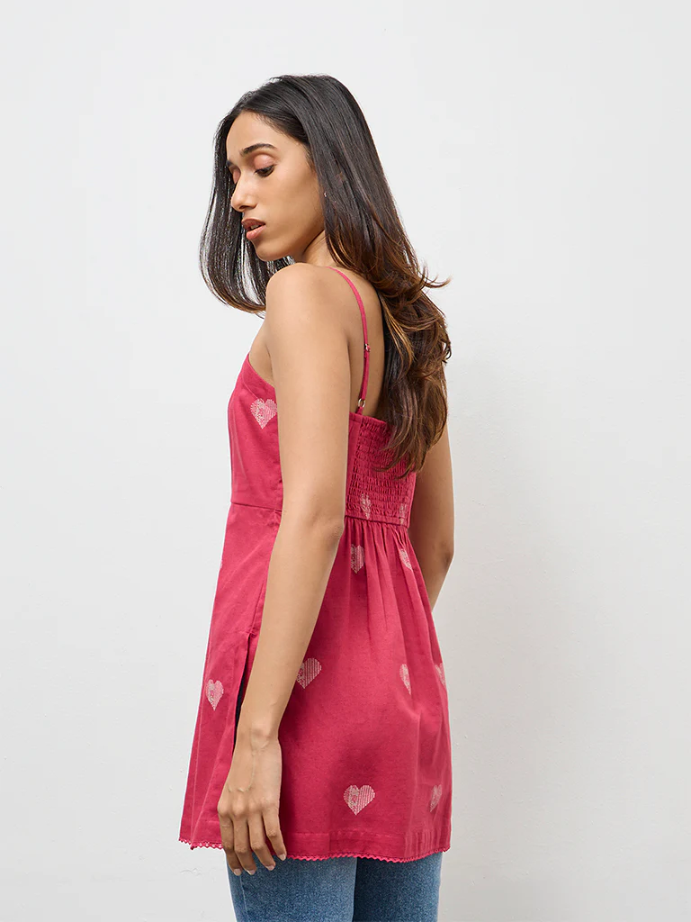 Utsa Pink Heart Design Cotton-Blend Kurti - Image 4