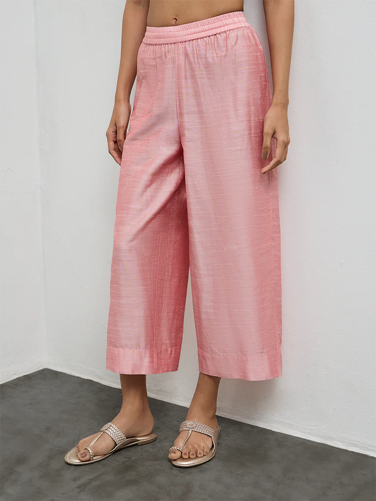Utsa Pink Solid Ethnic Pants