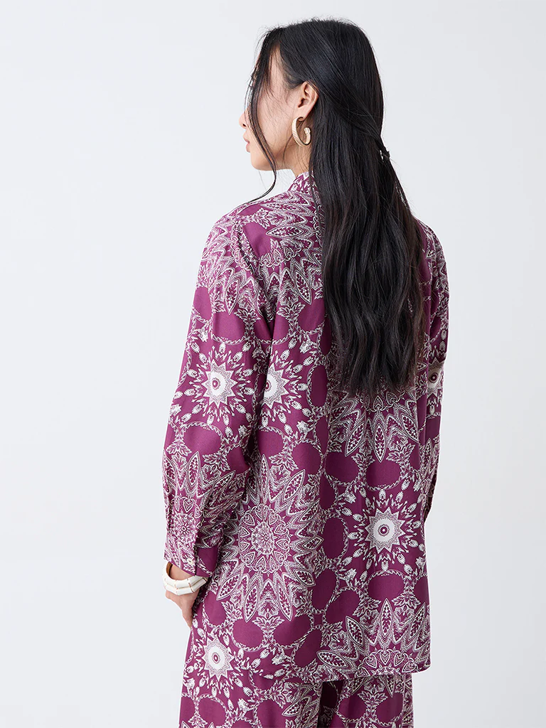 Utsa Plum Printed Tunic - Image 4