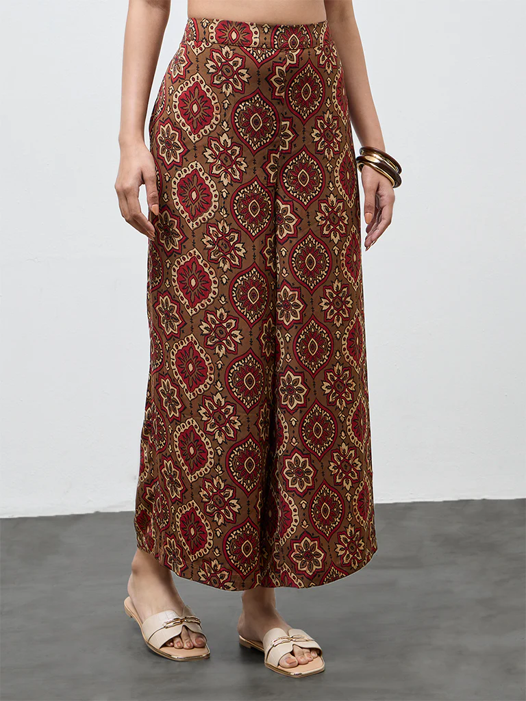 Utsa Red Botanical Design Pants