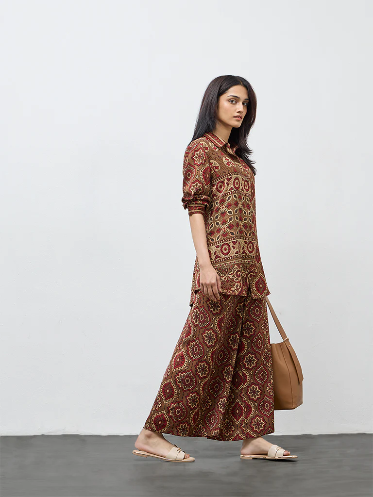 Utsa Red Botanical Design Tunic - Image 2