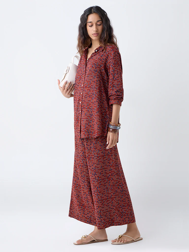 Utsa Red Geometric Printed Tunic