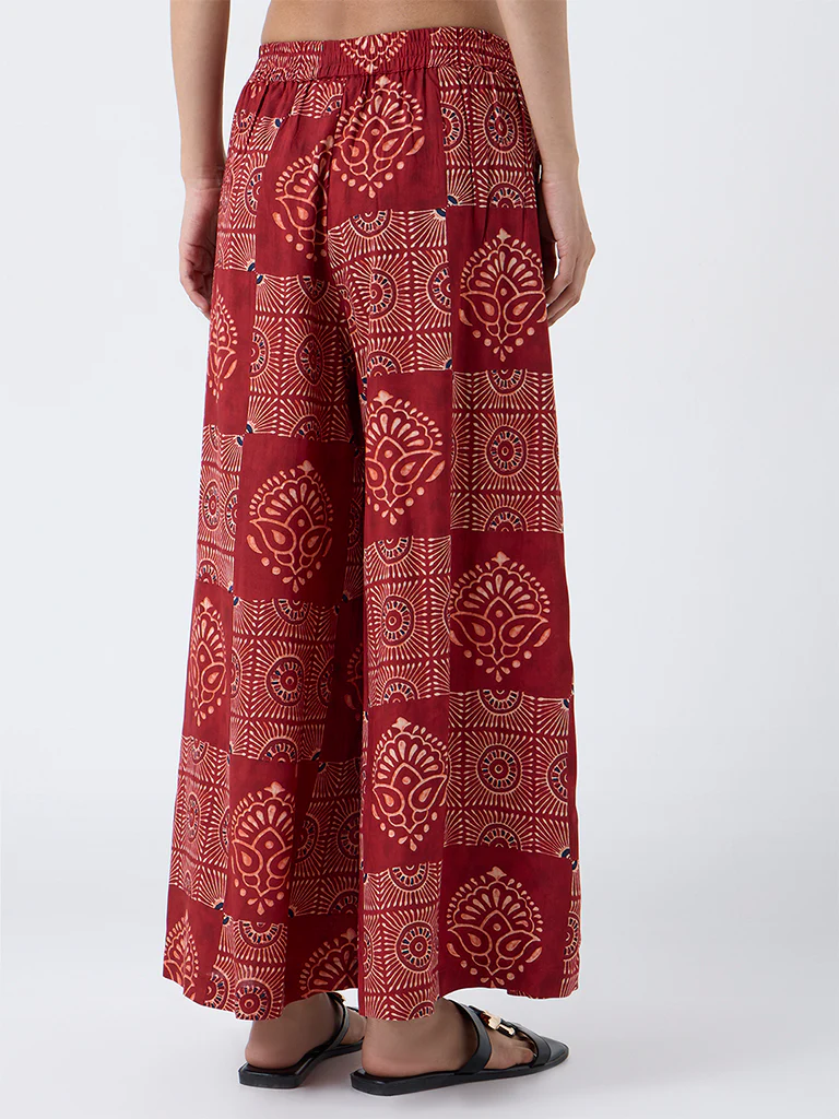 Utsa Red Printed Palazzos - Image 4