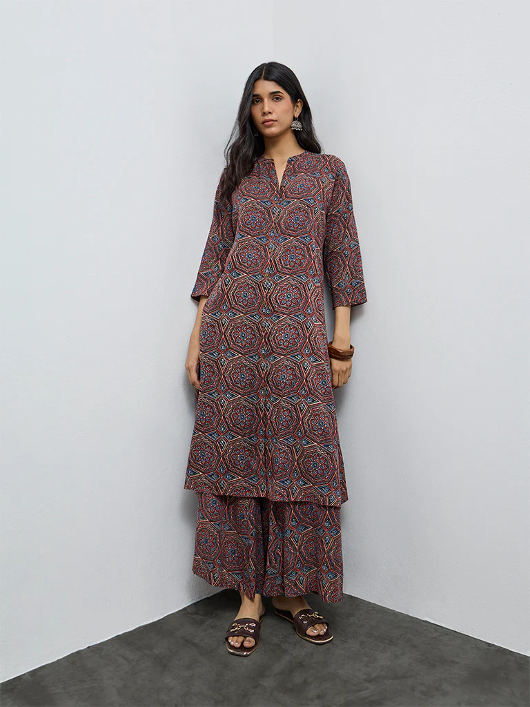 Utsa Red Printed Palazzos - Image 2
