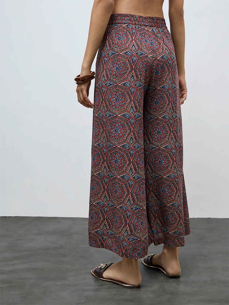 Utsa Red Printed Palazzos - Image 4