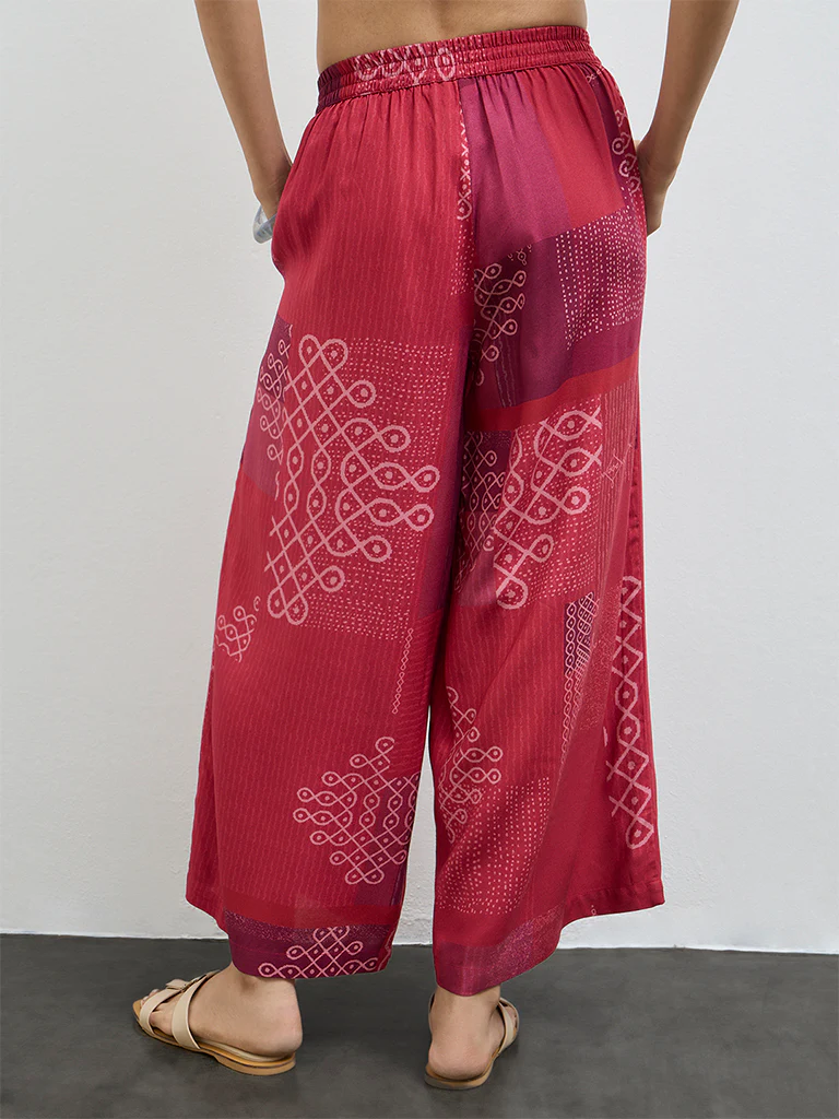 Utsa Red Printed Pants - Image 4