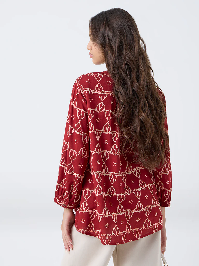 Utsa Red Printed Tunic - Image 4