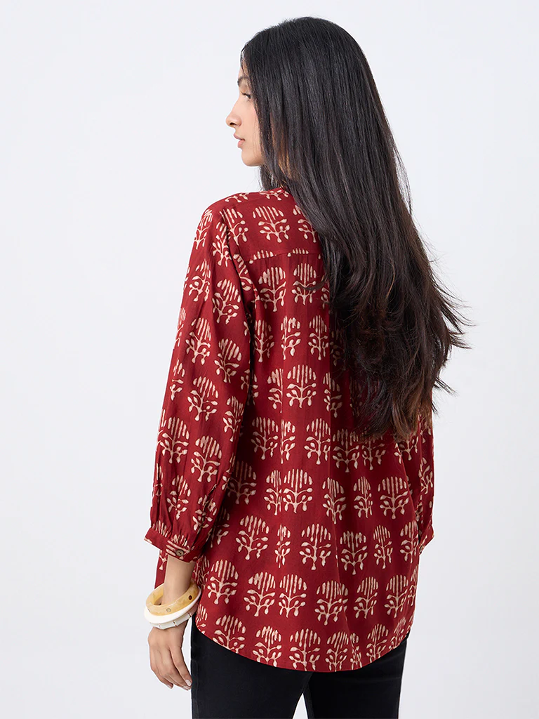 Utsa Red Printed Tunic - Image 4